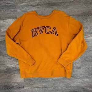RVCA Logo Crewneck Sweatshirt Mustard Gold Mens XL